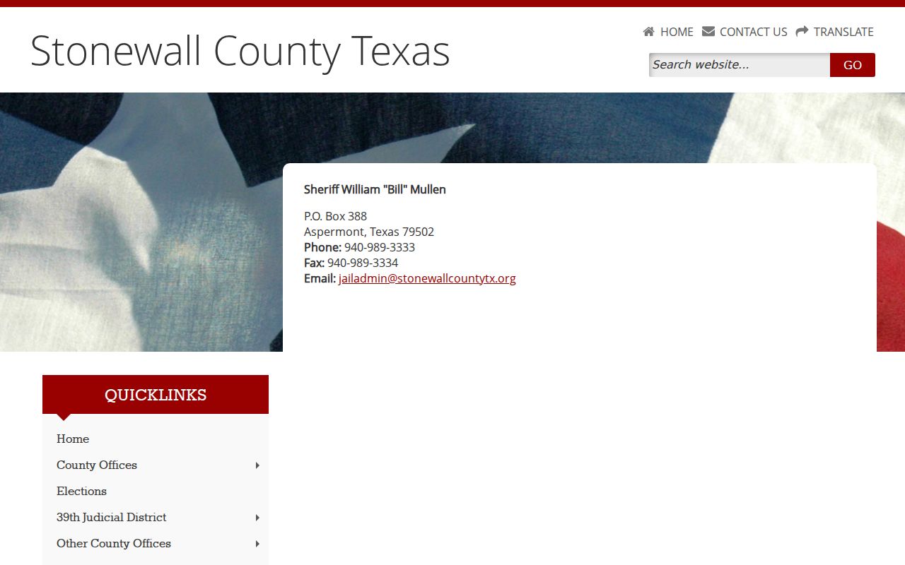 Stonewall County arrest history sheriff and jail contact
