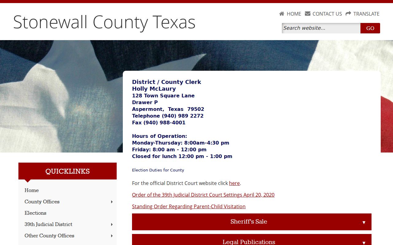 Stonewall County criminal court cases and 39th District Court routing
