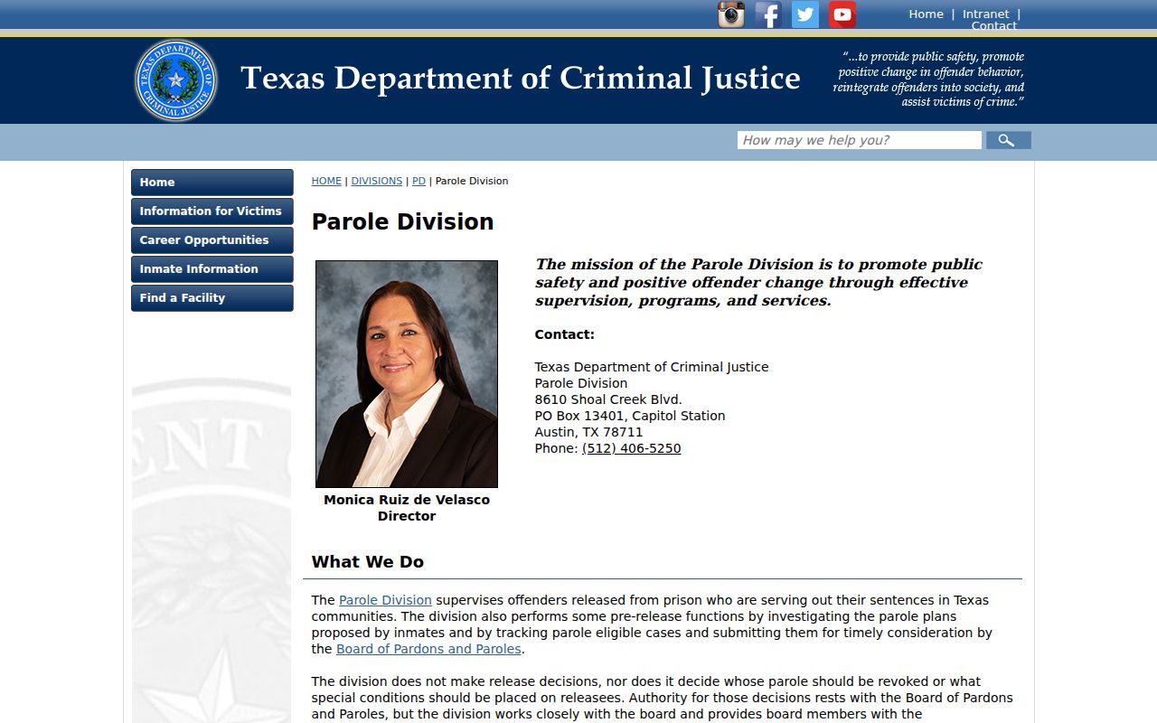 Stonewall County criminal record TDCJ parole supervision