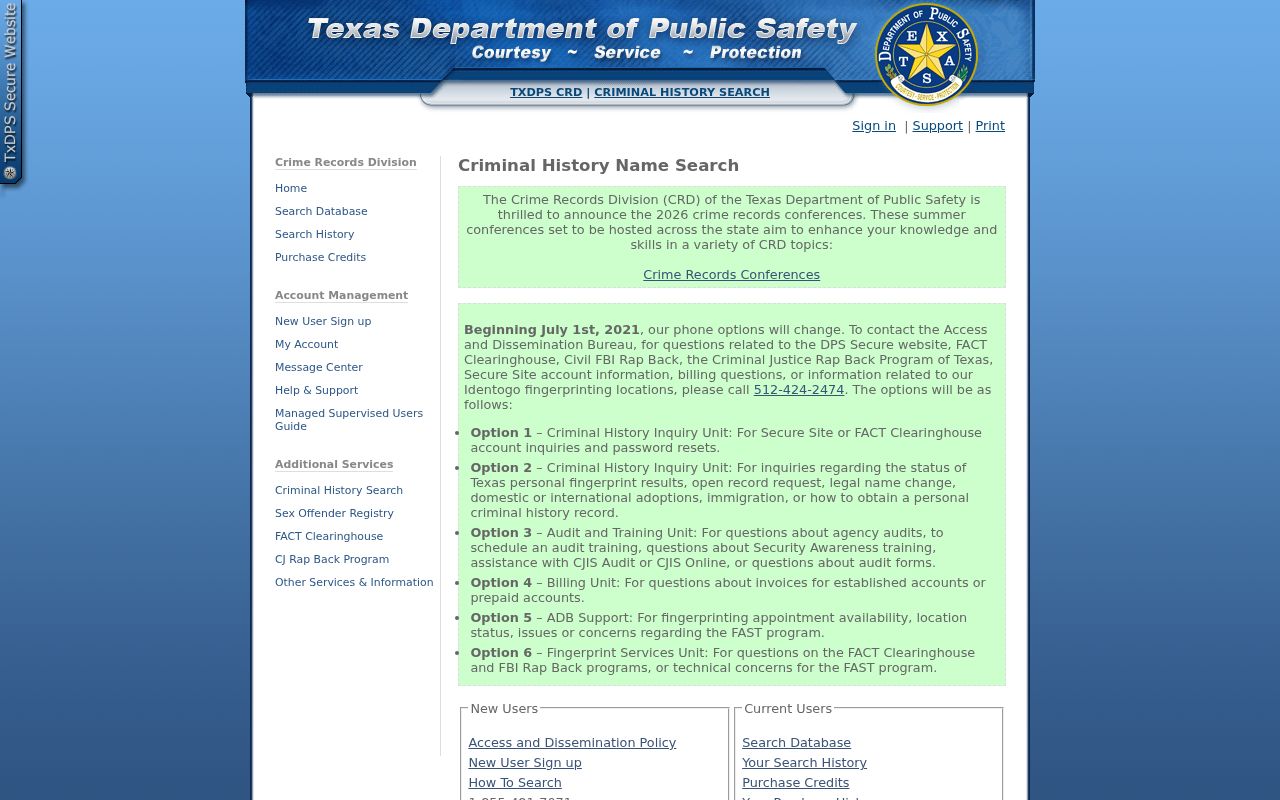 Stonewall County criminal history Texas DPS conviction search